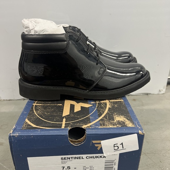 Bates Men's Sentinel Chukka Buckle Black Leather Polishable‎ Dress Shoes 7.5